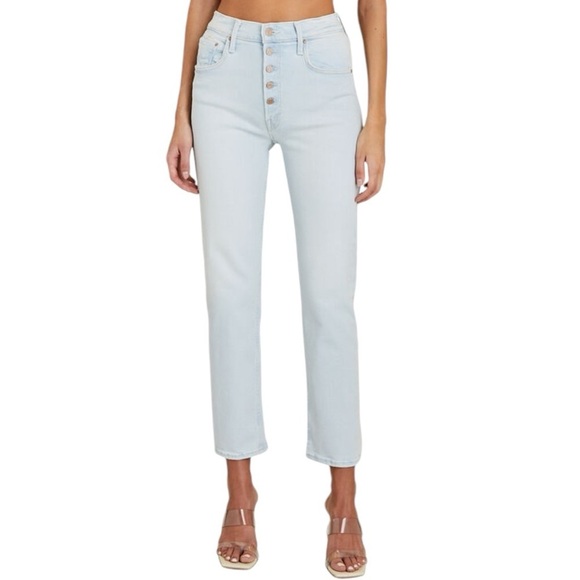 MOTHER - Pixie Tomcat Ankle Exposed Button Fly Light Washed Jeans Sz 25 - Picture 1 of 9